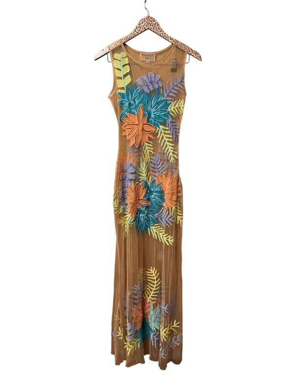 For Love and Lemons Nasty Gal Tropicana Embroidered Maxi Dress Sheer Small $298 - Image 3