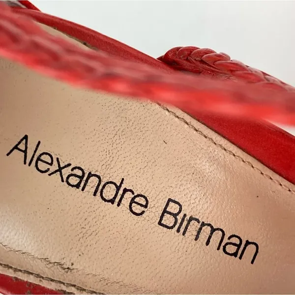 ALEXANDRE BIRMAN Red Woven Strappy Leather Heels Sandals - Size 6.5 - Image 8