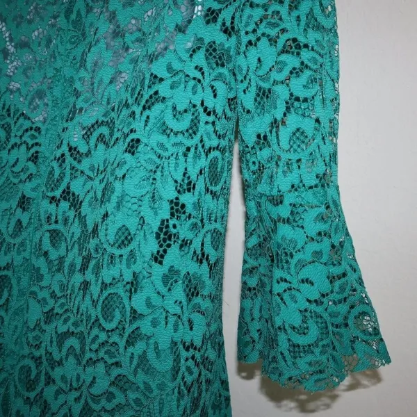ZARA Lace Dress Sz XS Flower Patterns Green with matching slip - Image 11
