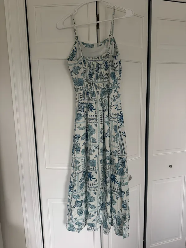 Japna Long Maxi Dress Seashell Nautical Blue size Small A Line - Image 2