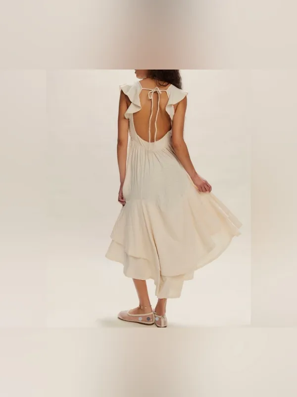 NWOT Free People Free-Est Aquamarine Maxi Dress - Tea neutral cream - Medium - Image 4