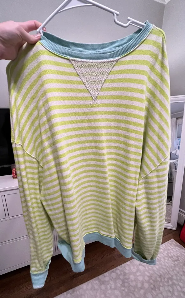 Free People Classic Striped Oversized Crewneck - Image 3