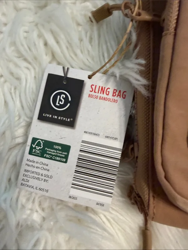 LIFE IN STYLE TAN Sling Bag brand new - Image 2