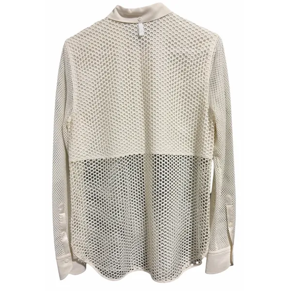 Rag & Bone Luna Mesh Silk Blend Shirt Bone Women's Size Medium - Image 2