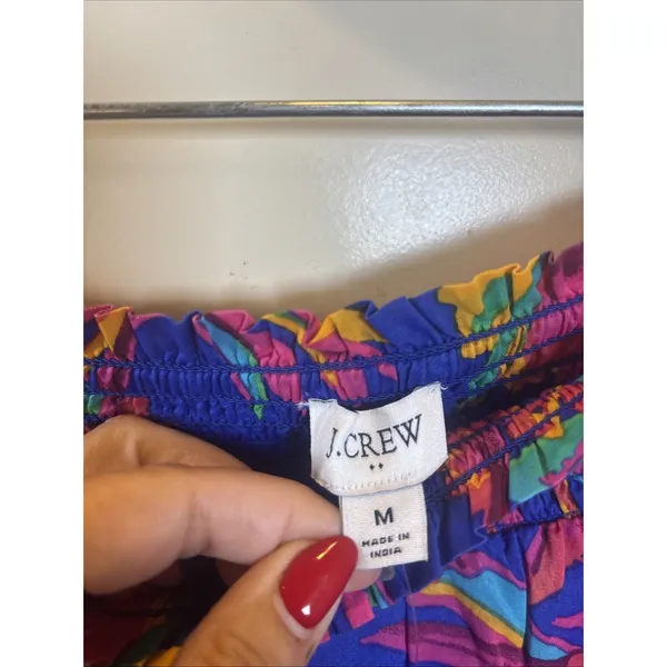 NWT J. Crew Tropical Floral Smocked Tiered Mini‎ Skirt Crochet Trim Boho Medium - Image 2