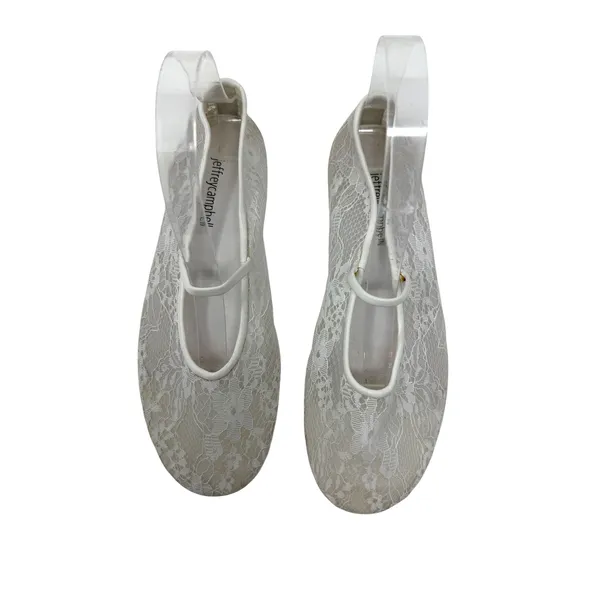 Jeffrey Campbell Swan-Lake Lace Mary Jane Ballet Flats White Bridal Size 7.5 - Image 2