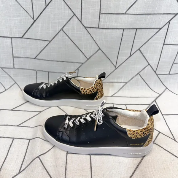 Vintage Havana Zelda Sneakers 9 Black Leopard Print Calf Hair Low Top Platform - Image 4