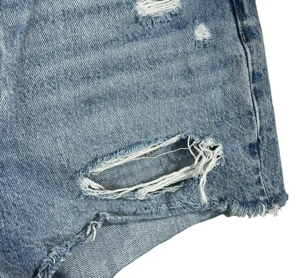 Levi’s 501 SZ W30 Jean Shorts Button-Fly Distressed Light Wash Frayed Hems Blue - Image 3