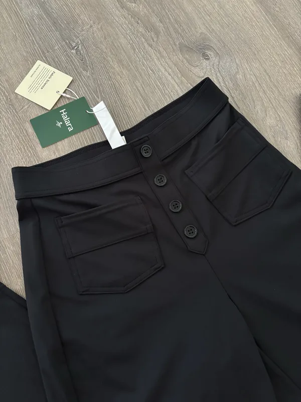 NWT Halara Black DayStretch High Waisted Pockets Straight Leg Casual Pants (S) - Image 4