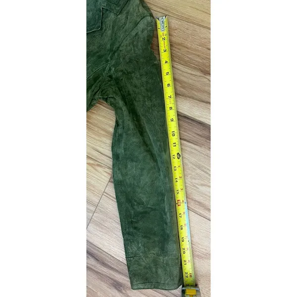 VTG Live A Little Green Suede Leather Jacket Wm MD Boho Y2K 90 Punk Gilmore Girl - Image 15