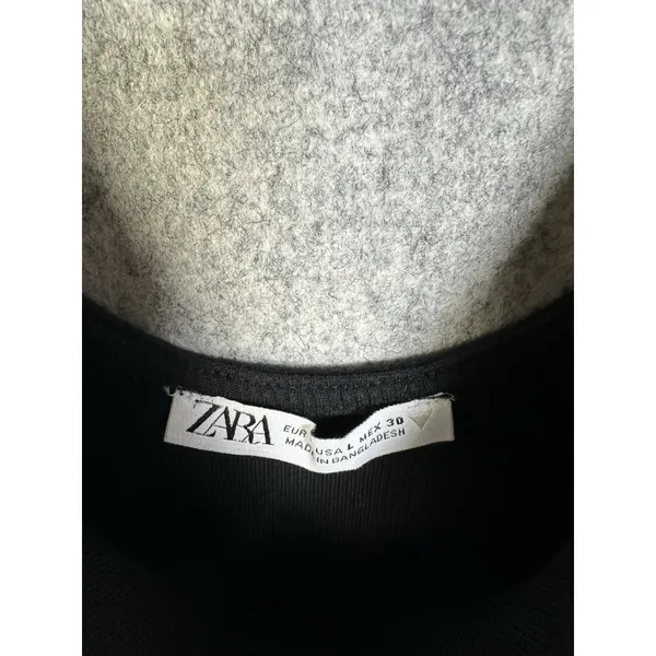Zara Knit‎ Tank Dress Large Black Bodycon Tie Side Sexy Comfort Scoop Neck - Image 9