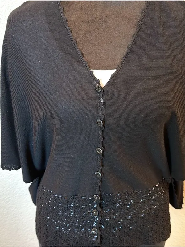 Vintage Ann Taylor cotton and crochet bottom sweater - Image 3