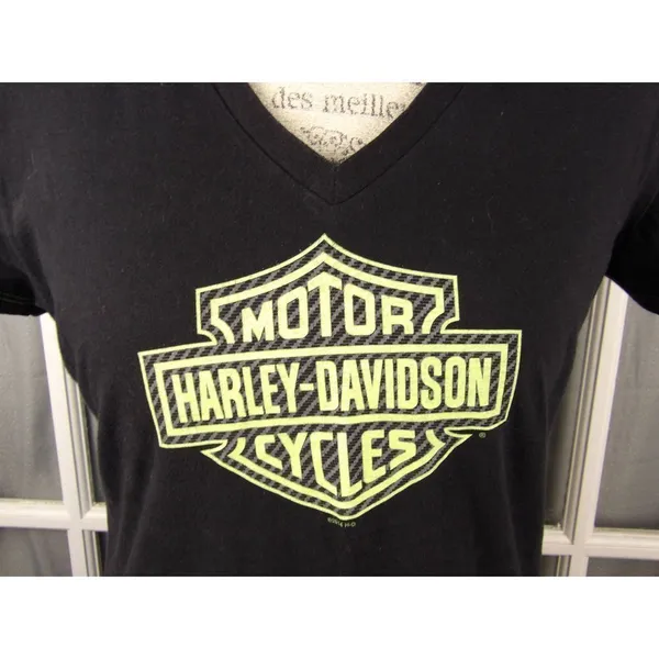 Harley Davidson Womens Black‎ V Neck Tshirt Large Black - Image 3