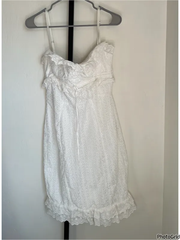 House Of CB Eva White Lace Eyelet Dress Large *hemmed / altered - Image 2