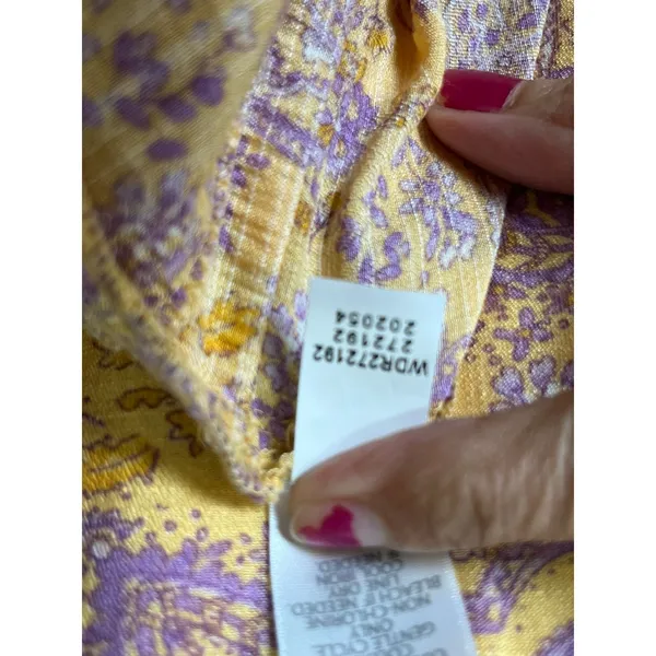 J.Jill Tiered Paisley Midi Dress Yellow Lavender‎ Boho Prairie Cottagecore MP - Image 8