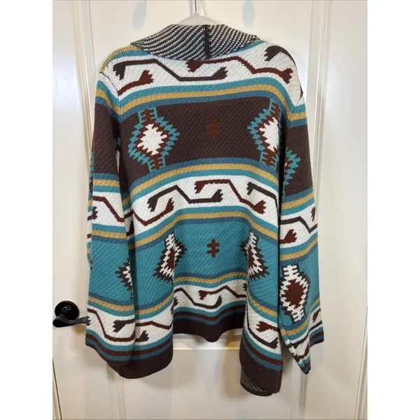 Anne French Aztec Geometric Open Front Cardigan Southwestern Cozy Casual 2X/3X - Image 6