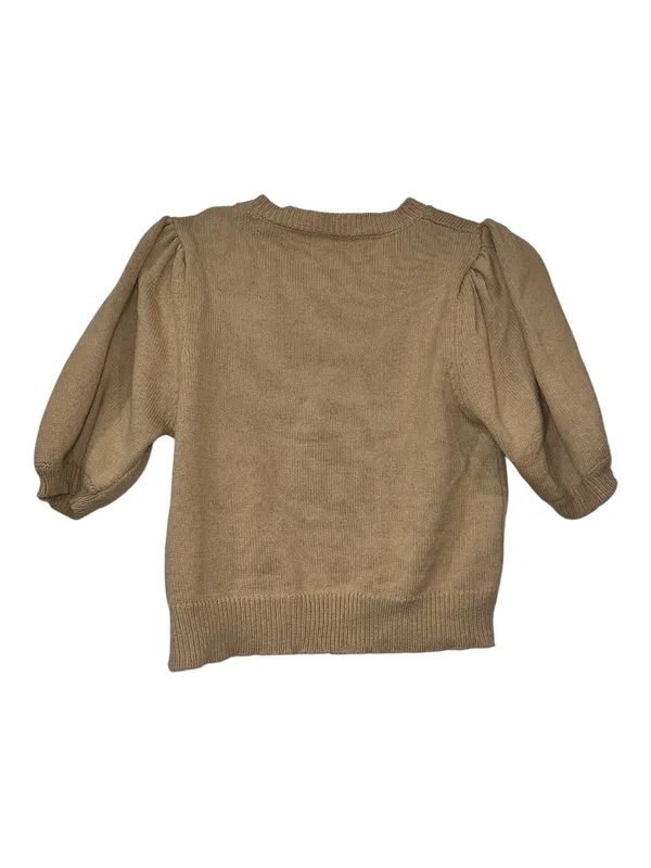 ABLE Marlee Horse Embroidered Puff Sleeve Sweater Beige Approx S NWOT - Image 4