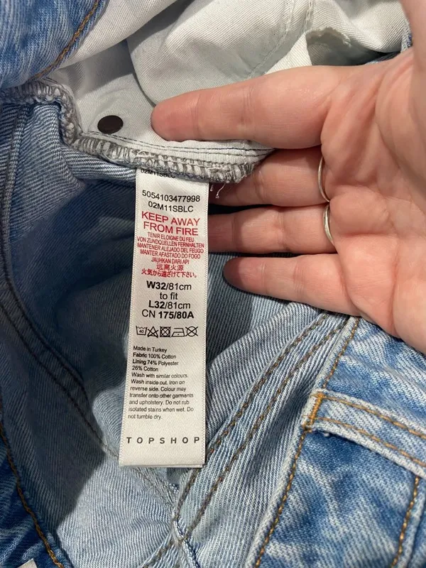 TopShop High Rise Straight Leg Mom Jeans Blue Size 32 Preppy Casual Minimalist - Image 4