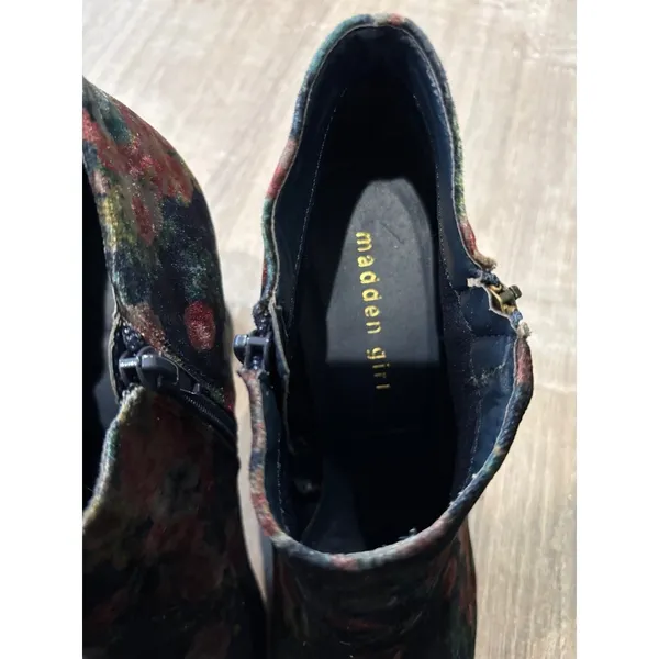 Madden Girl‎ Floral Velvet Ankle Booties Block Heel Side Zip Closure - Image 2