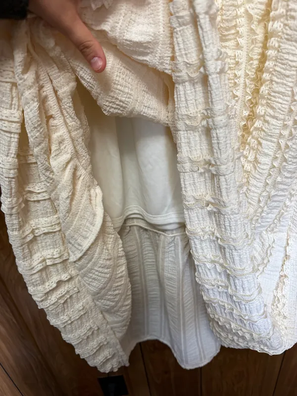Good Luck Gem Cottagecore boho cream maxi skirt - Image 3