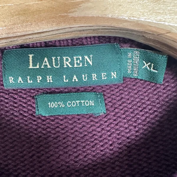 Lauren Ralph Lauren Sweater Womens Size XL Wine Cotton Knit Crest Logo Pullover - Image 5