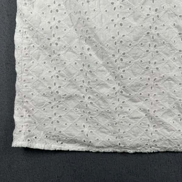Draper‎ James Blouse Womens Medium White Eyelet Puff Sleeve V Neck Cotton Top - Image 5