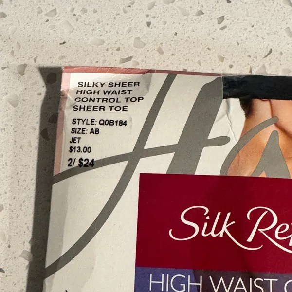 Hanes Silk Reflections High Waist Control Top‎ Pantyhose Jet Black AB Q0B184 NIP - Image 2
