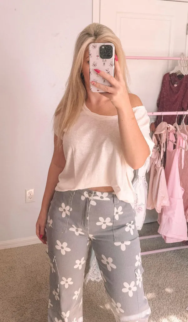 Purple floral Denim Pants Size XL - Image 2