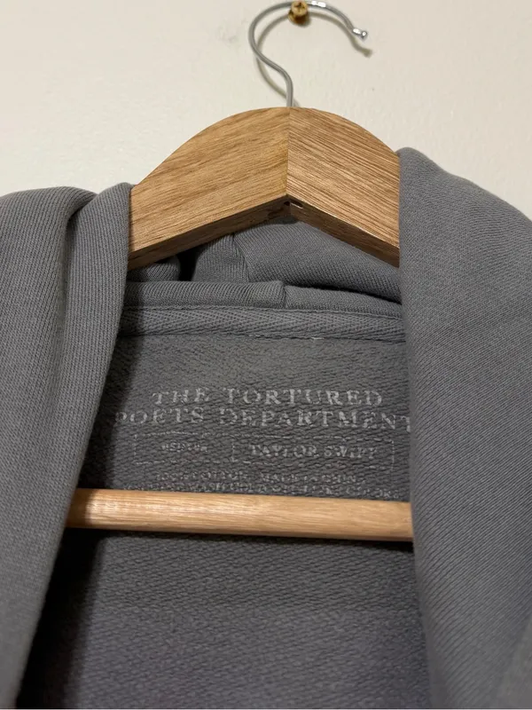 Taylor Swift The Tortured Poets Department Gray Hoodie Size Medium - Image 3