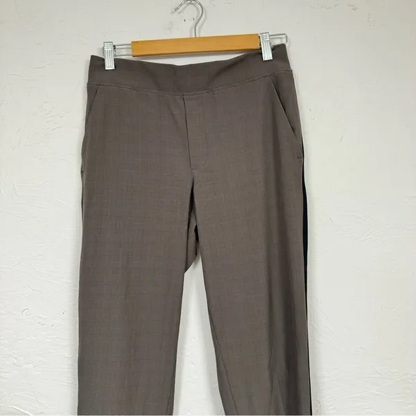 Athleta Brown Micro Plaid Brooklyn Ankle Pants Womens 4 Slim Trouser Classic - Image 4