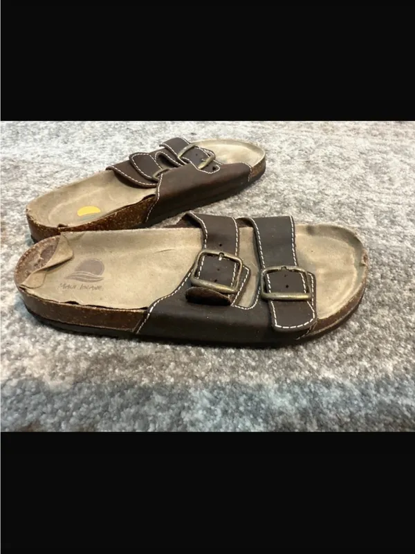 Maui Island Brown Double-Buckle Slide Sandals - Image 3