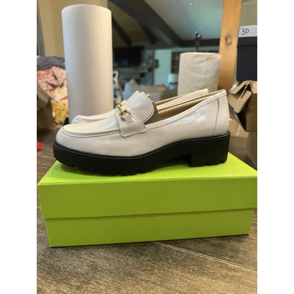 Sam Edelman‎ Tully lugged platform loafers White Shiny Size 9M Equestrian Bit - Image 2