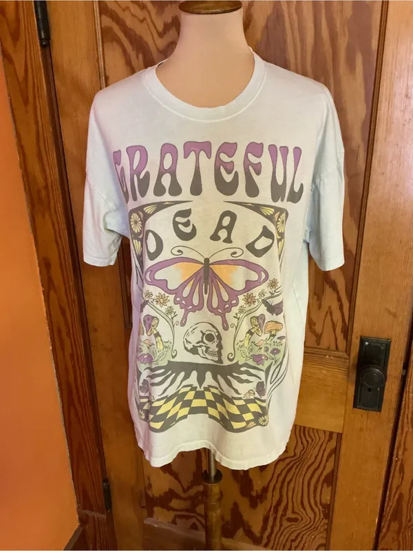 American Eagle Grateful Dead Graphic Tee XS Butterfly Skull Mushroom Band Tee - Image 9