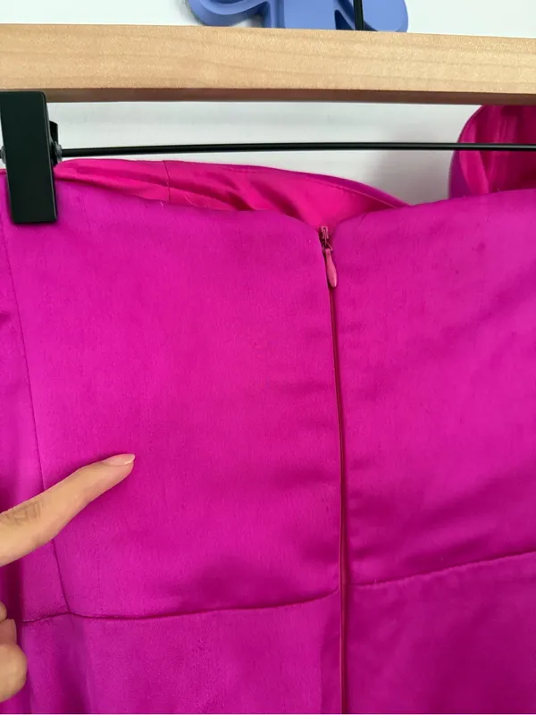 Tarik Ediz US 14 51147 Asymmetrical Bodice Slit Gown Fuchsia Pink Evening Party - Image 7