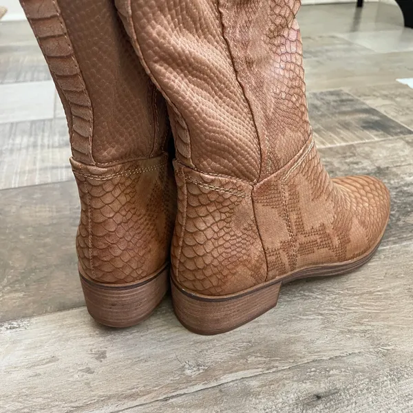Baretraps Mallory Alligator Knee High‎ Boots 6 Brown Boho Western Comfort Shoes - Image 7