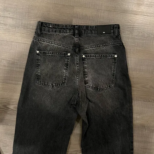 ZARA Black Washed Straight High-Rise Jeans - Image 4