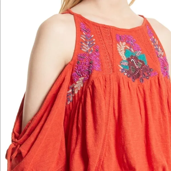 Free people NWOT orange fast times blouse S - Image 5