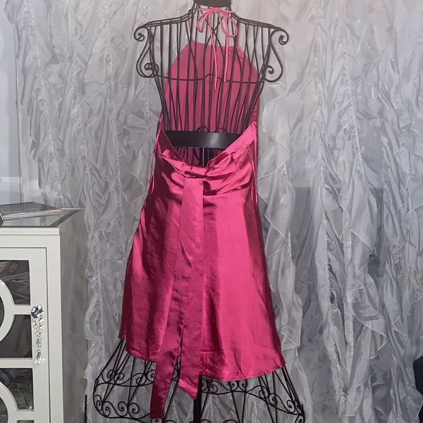 NWT LENA L Charm Tie Back Halter Mini Dress Pink Size L - Image 7