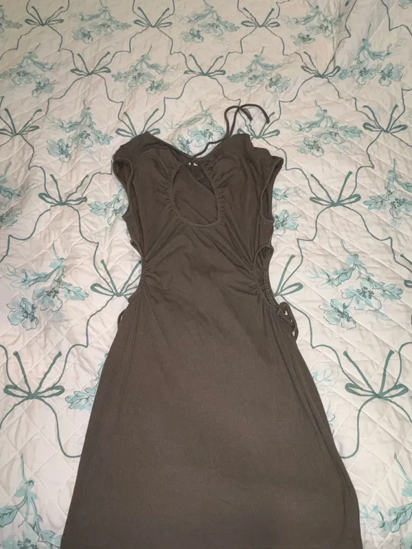 Illa Illa Grey/Army Green Stretchy Ribbed Dress - Image 2