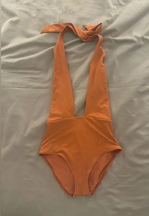 Aerie One Piece Burnt Orange Halter Swim Suit - Image 4