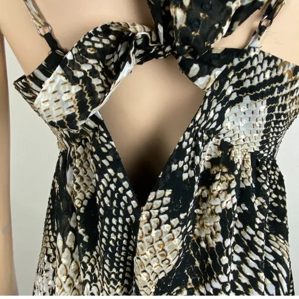 🖤 ZARA Woman Snakeskin Print Mini Dress Tie Back Adjustable Straps Sz XS🖤 - Image 5