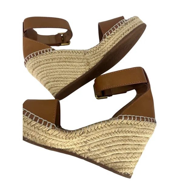 See by‎ Chloe Glyn Leather Espadrille Wedge Sandals Brown Size 36 - Image 15