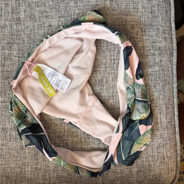 Gianni Bini Pink and Green Tropical Leaf Bikini Set - Image 4
