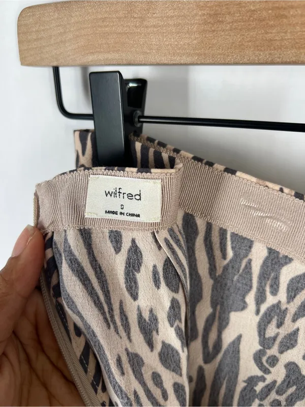 Aritzia Wilfred Cherie Midi Skirt Brown Black Animal Print Size 0 - Image 9
