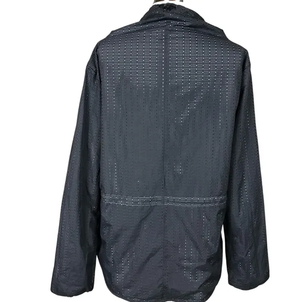 Fabletics‎ Womens Perforated Windbreaker Jacket Blue Hooded Medium athletic - Image 4