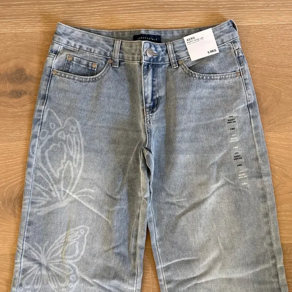 Aeropostale Baggy Jeans Wide Leg Size S Regular Light Blue - Image 2