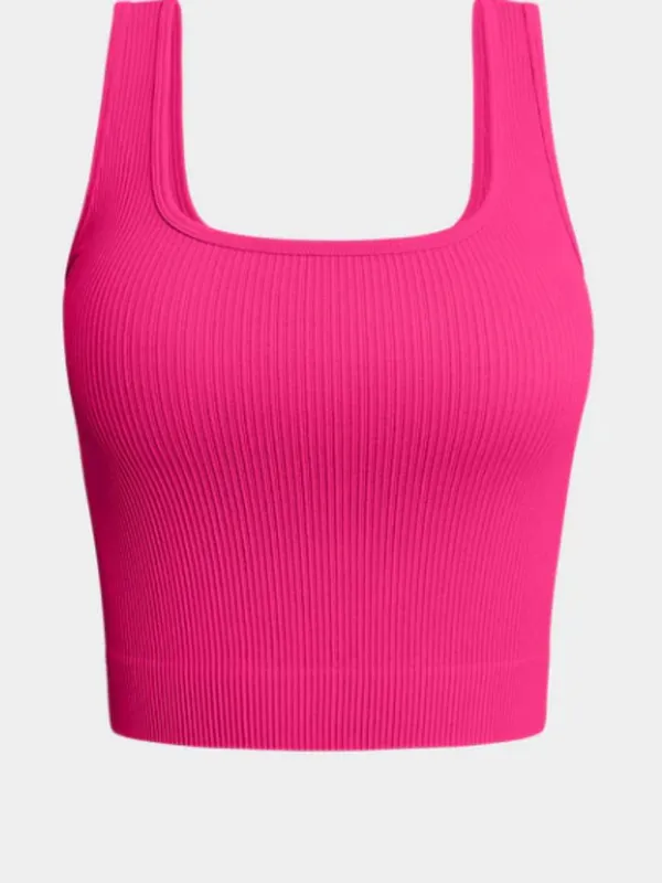 OQQ Ribbed Seamless Yoga Crop Tank Top- Pitaya - Image 2