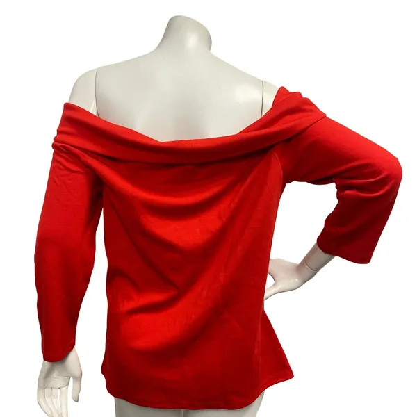 Large‎ Anthropologie Red Off Shoulder Top Blouse - Image 7