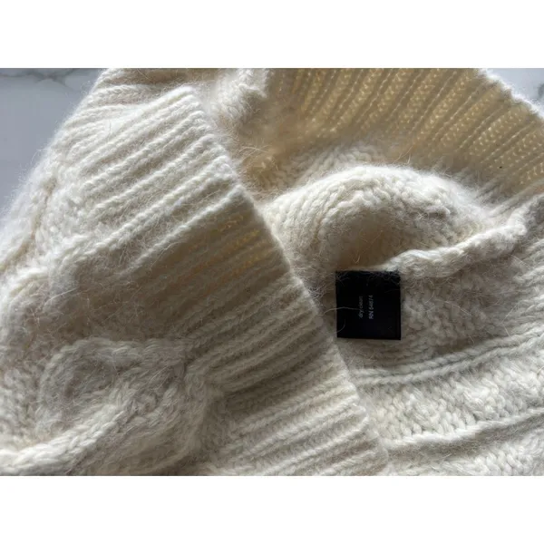 VTG The Limited Angora Lambswool Cable Knit Sweater Cream Ivory L Scoop Neck Y2K - Image 11