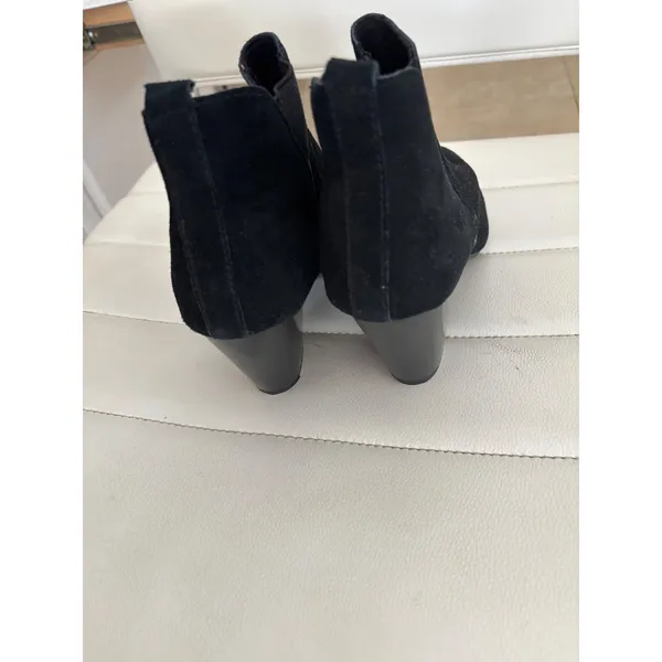 Arizona Jean Co Womens Black Suede Ankle Boots Block Heel Chelsea Booties 19138‎ - Image 3
